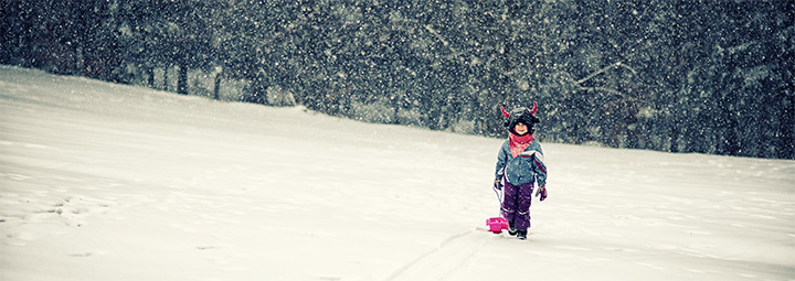 girl walking in snow